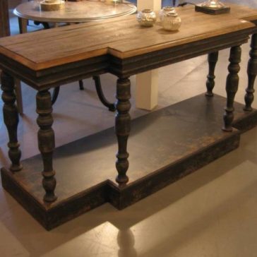 A contemporary console with aged pine top. 180cms x 60cms x 85cms high £1,780