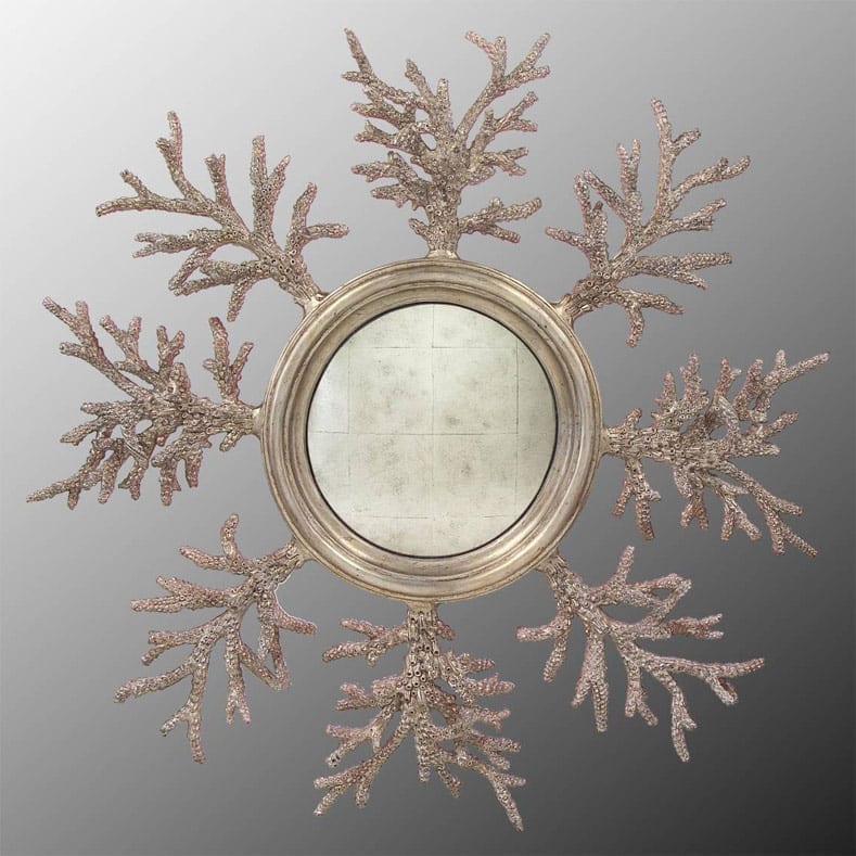 Contemporary covex mirror with metal coral decoration. 100cms diameter. £1,680