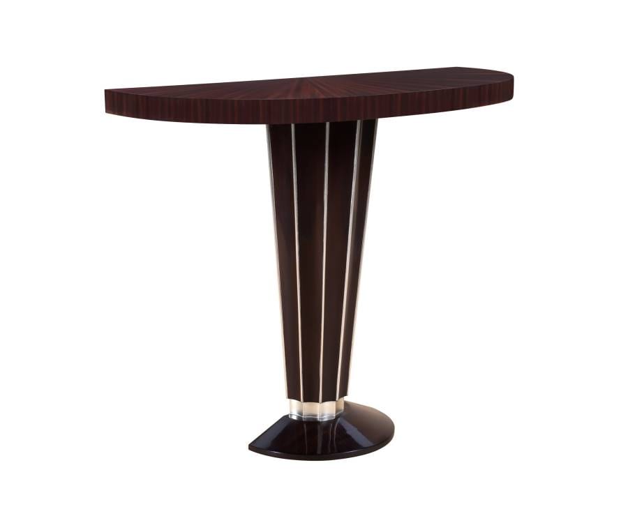 A contemporary Deco inspired console table in solid wood. 110cms wide x 41cms deep x 90cms high. .