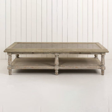 Coffee table is distressed paint finish with stone top. 170cms x 80cms £1,785